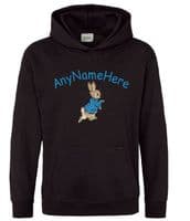 Peter Rabbit Personalised Childs Embroidered Hoodie with any name.