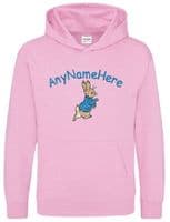 Peter Rabbit Personalised Childs Embroidered Hoodie with any name.