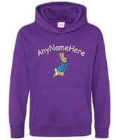 Peter Rabbit Personalised Childs Embroidered Hoodie with any name.