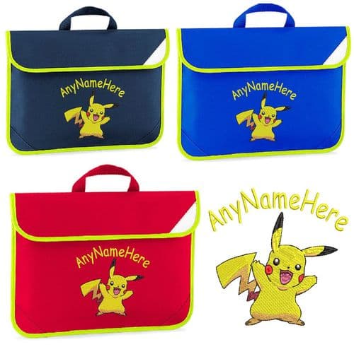 Pikachu (from Pokemon) design Book bag - available in choice of 5 colours. Personalised.