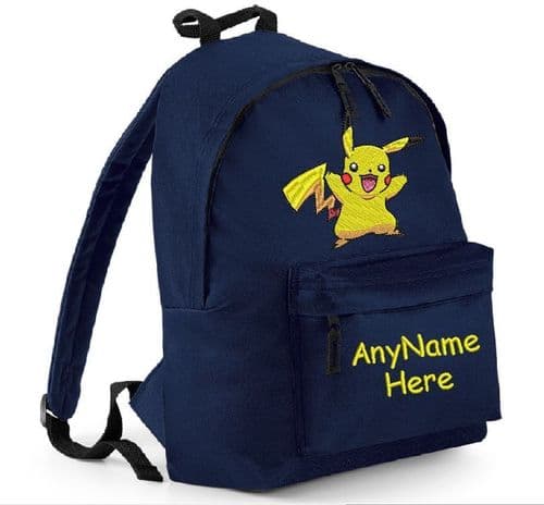 PIKACHU from POKEMON DESIGN RUCKSACK, BACKPACK PERSONALISED WITH ANY NAME.