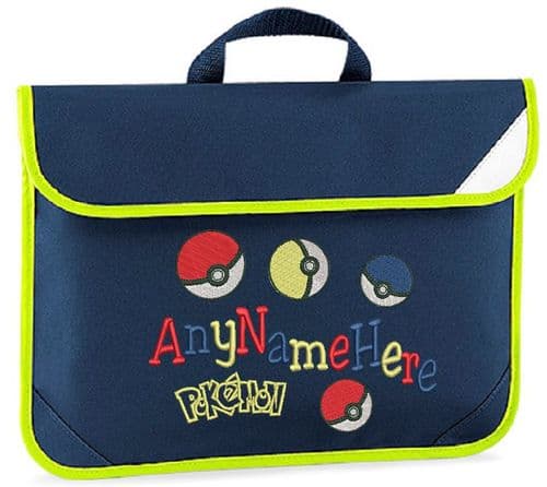 Pokemon Balls design Book bag - available in choice of 5 colours.  Personalised.