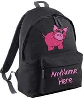 Pretty Pink Pig design Rucksack/Backpack (with any name).