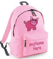 Pretty Pink Pig design Rucksack/Backpack (with any name).