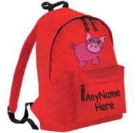 Pretty Pink Pig design Rucksack/Backpack (with any name).