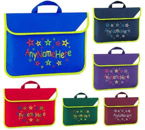 Random Stars design Book bag - available in choice of 5 colours.  Personalised.