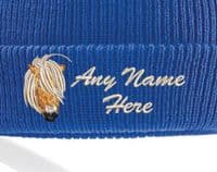 SHETLAND PONY DESIGN WINTER KIDS BOBBLE HAT PERSONALISED EMBROIDERED WITH NAME!