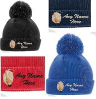 SHETLAND PONY DESIGN WINTER KIDS BOBBLE HAT PERSONALISED EMBROIDERED WITH NAME!