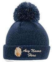 SHETLAND PONY DESIGN WINTER KIDS BOBBLE HAT PERSONALISED EMBROIDERED WITH NAME!