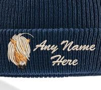 SHETLAND PONY DESIGN WINTER KIDS BOBBLE HAT PERSONALISED EMBROIDERED WITH NAME!