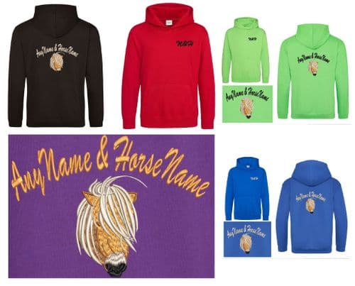 Shetland Pony Owner Embroidered Hoodie with Pony Name.