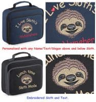 Sloth Design Lunch bag - Personalised with and Slogan, text, Name.