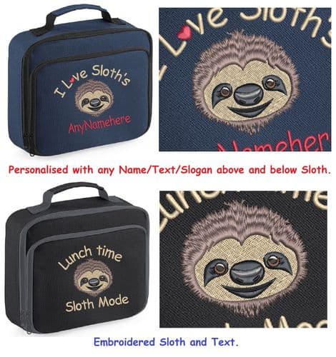 Sloth Design Lunch bag - Personalised with and Slogan, text, Name.