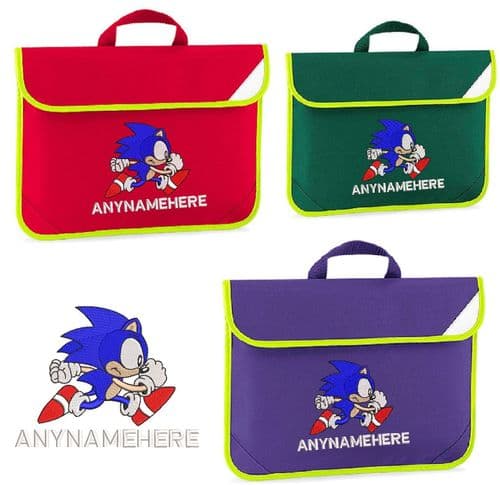 SONIC THE HEDGEHOG Character design Book bag - available in choice of 5 colours. Personalised.