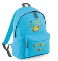 SPACE ROCKET & STARS IN BRIGHT COLOURS design Rucksack/Backpack with any name