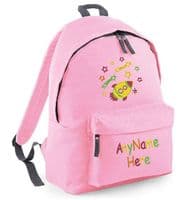 SPACE ROCKET & STARS IN BRIGHT COLOURS design Rucksack/Backpack with any name