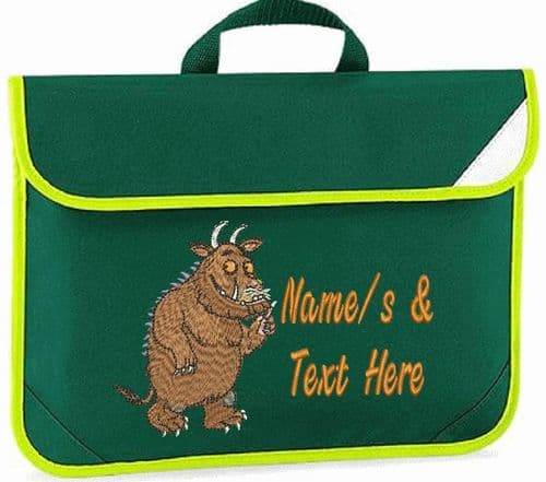The Gruffalo design Book bag - available in choice of 5 colours.  Personalised.