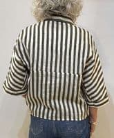-0039-ITALY Blouse Hollie off white/green stripe
