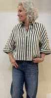 -0039-ITALY Blouse Hollie off white/green stripe