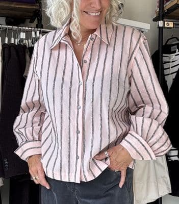 0039-ITALY Shirt Dolly pink/grey stripe
