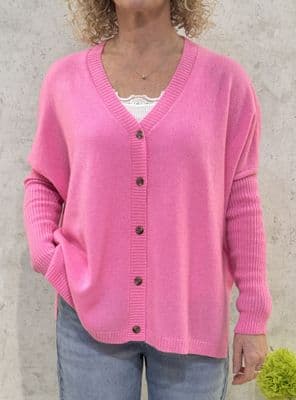 Absolut Cashmere Cardigan Paula bubble gum neon
