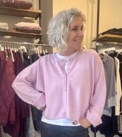 Caroline Cashmere Crew Cardigan baby pink