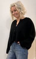 Caroline Cashmere Crew Cardigan Black