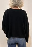 Caroline Cashmere Crew Cardigan Black