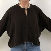 Caroline Cashmere Crew Cardigan chocolate