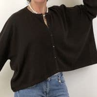Caroline Cashmere Crew Cardigan chocolate