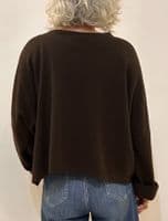 Caroline Cashmere Crew Cardigan chocolate