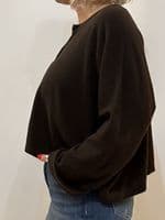 Caroline Cashmere Crew Cardigan chocolate