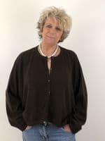 Caroline Cashmere Crew Cardigan chocolate