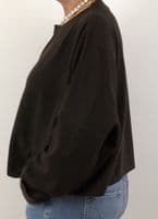 Caroline Cashmere Crew Cardigan chocolate