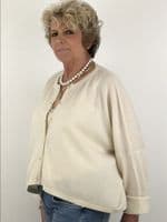 Caroline Cashmere Crew Cardigan Cream