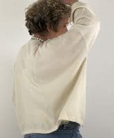 Caroline Cashmere Crew Cardigan Cream