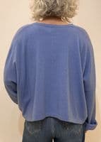 Caroline Cashmere Crew Cardigan mid blue