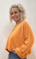 Caroline Cashmere Crew Cardigan orange
