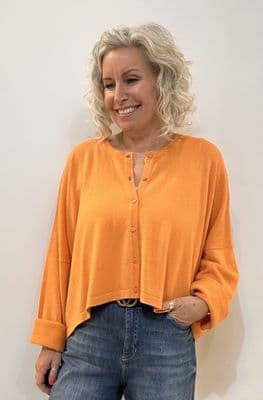 Caroline Cashmere Crew Cardigan orange
