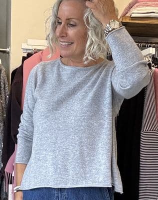 Caroline Cashmere VB Jumper  silver grey