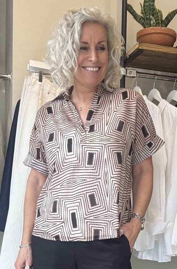 Diega Blouse Tifana ecru and camel