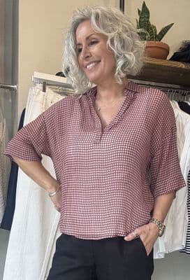 Diega Blouse Tifana ecru/rouge