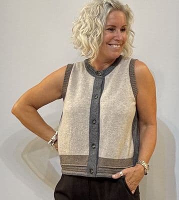 Diega Knitted Vest Giamo ecru/grey/taupe