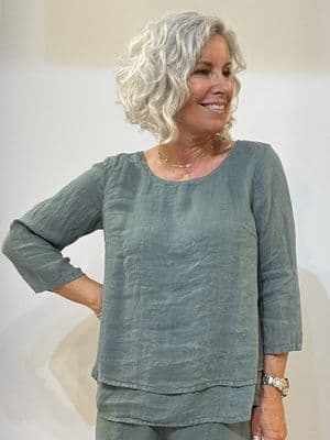 Grizas Linen Top sage
