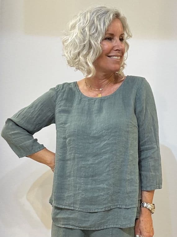 Grizas Linen Top sage