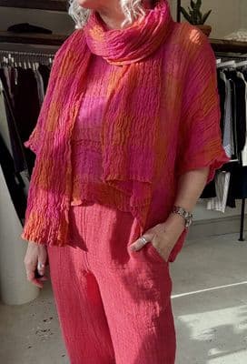 Grizas Scarf orange/pink check