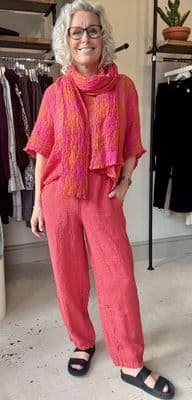 Grizas Trouser orange/pink check