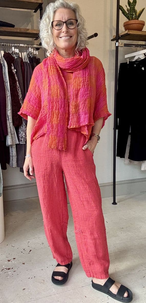 Grizas Trouser orange/pink check