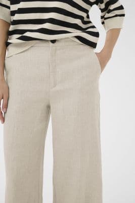 InWear Trousers Solina ecru melange/white