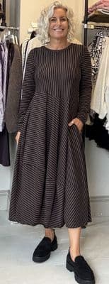 LUUKAA Dress Ashton stripe brown/black